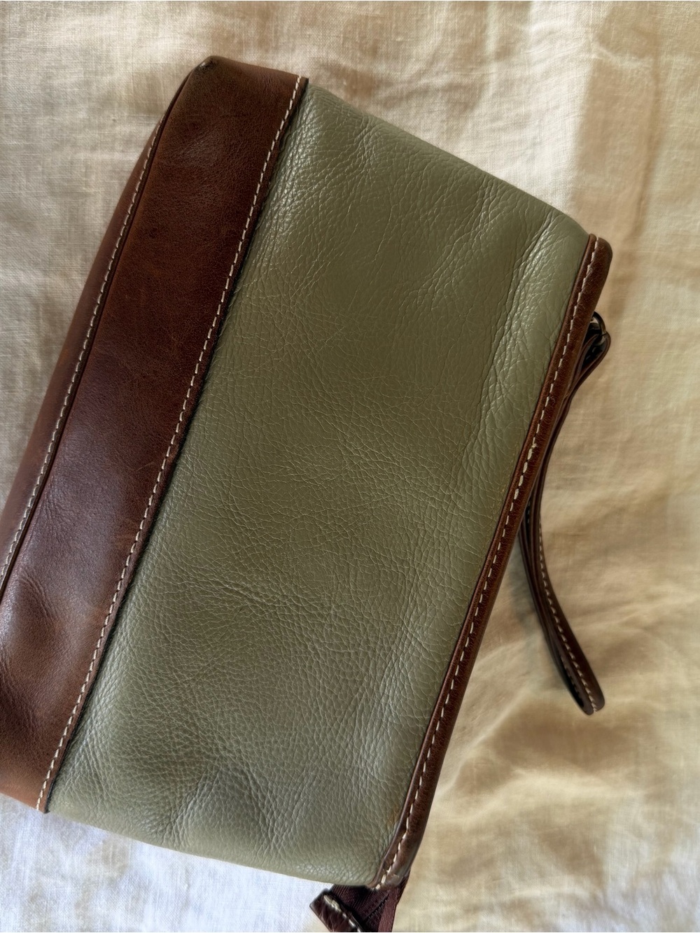Latico Leather Wristlet – Sage Green and Brown - Picture 2 of 11